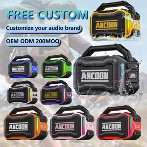 Wireless Speakers 80W Peak 20H Playtime IPX6 Waterproof TWS RGB 5000 10000mAh Battery Large Jobsite Outdoor Portable
