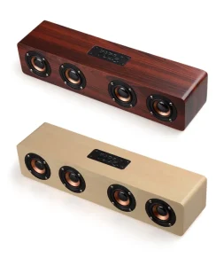 Wooden Bluetooth Speaker Full Range 4 Speakers with Built-in Battery Soundbar