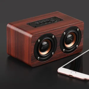 Wooden Bluetooth Speaker Portable Stereo HiFi Speakers TF Play Hand Free Call Audio Input Super Bass Loudspeaker Dual Subwoofer