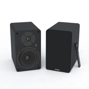 Wooden Bookshelf Speakers Audiophile Grade HiFi Home Theater Surround Sound Active RGB for 120W Top notch Sound Computer