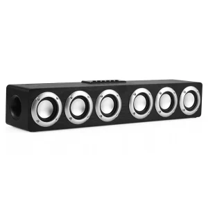 Wooden Desk Speaker Wireless Music Player 20W Powerful Stereo Soundbar Speaker for TV Desktop Laptop Smartphone Tablet