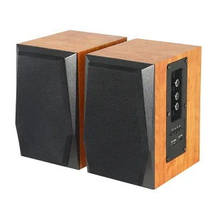 Wooden Enclosure Super Bass 50W RMS 4 Inch Woofer Stereo 2.0ch USB SD BT Home Theater Active Bookshelf Powered Speakers