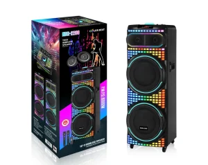 Wooden NDR 2260 Dual 12inch RGB LED 80W Karaoke Party Speaker with Wireless Microphone for Computer & Mobile Phone