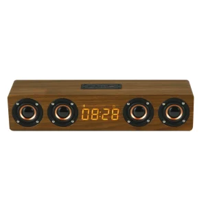 Wooden Soundbar Speaker Music Acoustic System 12W HIFI Stereo Music Surround LED Display Outdoor Speakers With FM Radio