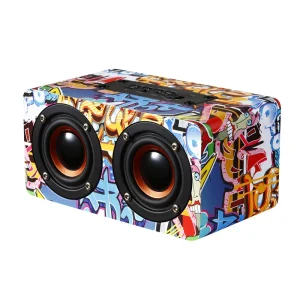 Wooden Subwoofer Bass Portable Wireless Speaker Indoor Outdoor Wood Surround Sound Small Speakers