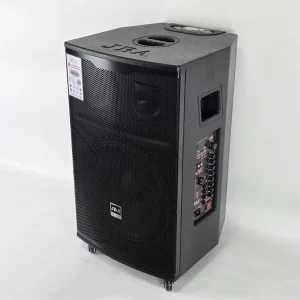 Wooden Trolley Speaker for 5.0 Rechargeable with MIC RGB LED Outdoor Audio Big Power