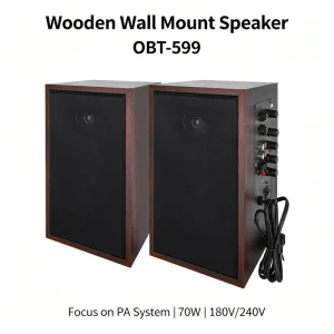 Wooden Wall Mount Speaker 70W 20Hz 20KHz Sensitivity 91dB for School Conference Room