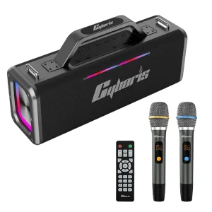 X12 Dual Microphone Portable BT PA Speaker System for Outdoor and Indoor Use with 2 Wireless Microphones
