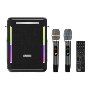 X15 Portable Karaoke Machine with Bluetooth Wireless Microphones and Quick Charge