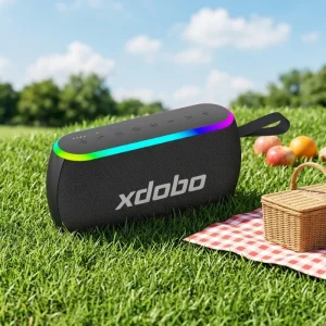 X8 PLUS II 80W RGB LED Three-Way Waterproof Plastic Portable Outdoor Speaker for Home & Outdoor Travel
