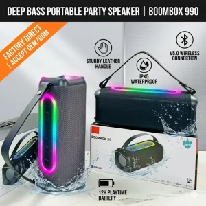X990 Built-in Microphone Hands Free Speaker Rugged Compact Soundbar Music Player Handheld Shoulder Strap RGB Light