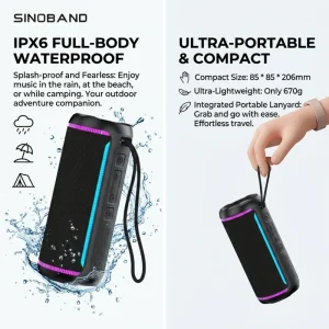 XDOBO Dignity 50W Portable Wireless Speaker RGB Voice Assistant Support Hands Free Calls IPX6 Waterproof Speaker with Strap