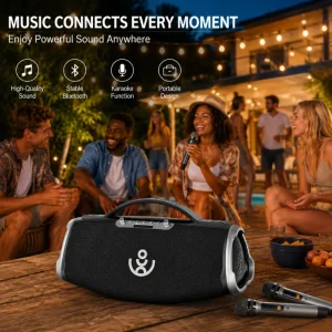 XDOBO High Power 300W Three Way Speaker BT 5.3 Built in Mic Rechargeable Battery 2 Handheld Microphones Plastic Wow Max