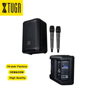 XTUGA 8″ Professional Active Speaker Built-in Amplifier Waterproof for Outdoor Performances 2* 8-Hour Playtime 2 Handheld