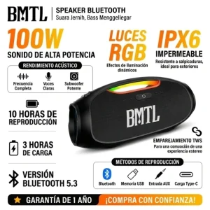 Xdobo BMTL B O O M 100W Super Bass Music Player Subwoofer Boombox RGB Light Home Outdoor IPX6 Waterproof Portable Speaker BT 5.3