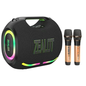 ZE01 120W Portable Speaker with 2 Wireless Microphones PA System IPX6 Waterproof Deep Bass Echo Adjustment