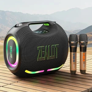 ZE01 Portable Speaker with 2 Wireless Mic 120W Wireless Outdoor Speaker 24000mAh Rechargeable Battery IPX6 Waterproof