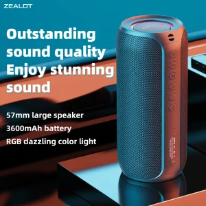 ZEALOT S32 Max Outdoor Car mounted Smart Speaker BT 5.2 20W 3600MAH IPX4 RGB Subwoofer Wireless AUX BT Touch Small Boombox
