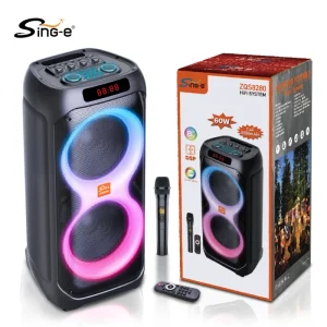 ZQS0828X Outdoor DJ Party BT Portable Speaker Featuring Colorful Light Microphone High Power Speaker