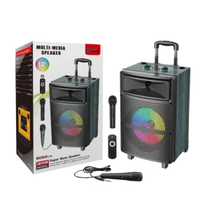 ZQS12139 12-Inch Wireless BT Trolley Portable Party DJ HiFi Music Box RGB TWS Subwoofer USB Wooden Karaoke Speaker