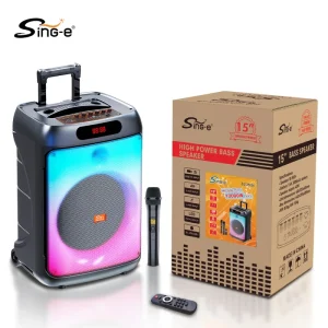ZQS15125 15 Inch Portable Trolley Karaoke Speaker with Large Capacity Battery for Outdoor Party and DJ