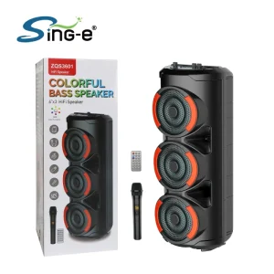 ZQS3601 Outdoor RGB Lighting for Bluetooth Speaker LED Flashing Two-Way Audio Built-in Microphone Outdoor Speaker Two-Way Audio