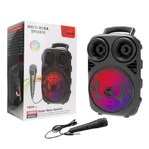 ZQS6163 BT Speaker Small Family KTV Wireless Home and Outdoor Audio Microphone with RGB LED Lighting