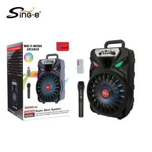 ZQS7618WX 8″ Professional DJ Portable Karaoke BT Speaker RGB Lighting Wireless Microphone Battery Powered Party Audio