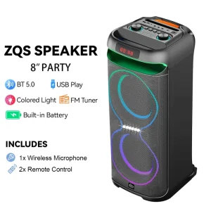 ZQS8258 DJ Bass Speakers Subwoofer Dual 8 Inch Active pa Handle Blue-tooth Party Karaoke Speakers Audio