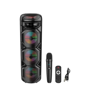 ZQS8301 8″*3 Sound Tower High Power Audio Floor Standing Speaker Built in Battery and Party Light