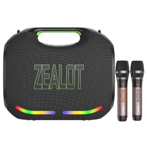 Zealot ZE21M 250W Waterproof Outdoor Wireless Party Speaker Dual Microphones RGB LED Lighting Battery Powered Auxiliary
